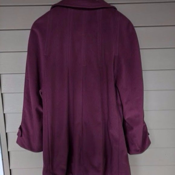 Veloura Women's Maroon Purple Peacoat Jacket Petite Size 12P - Picture 3 of 3